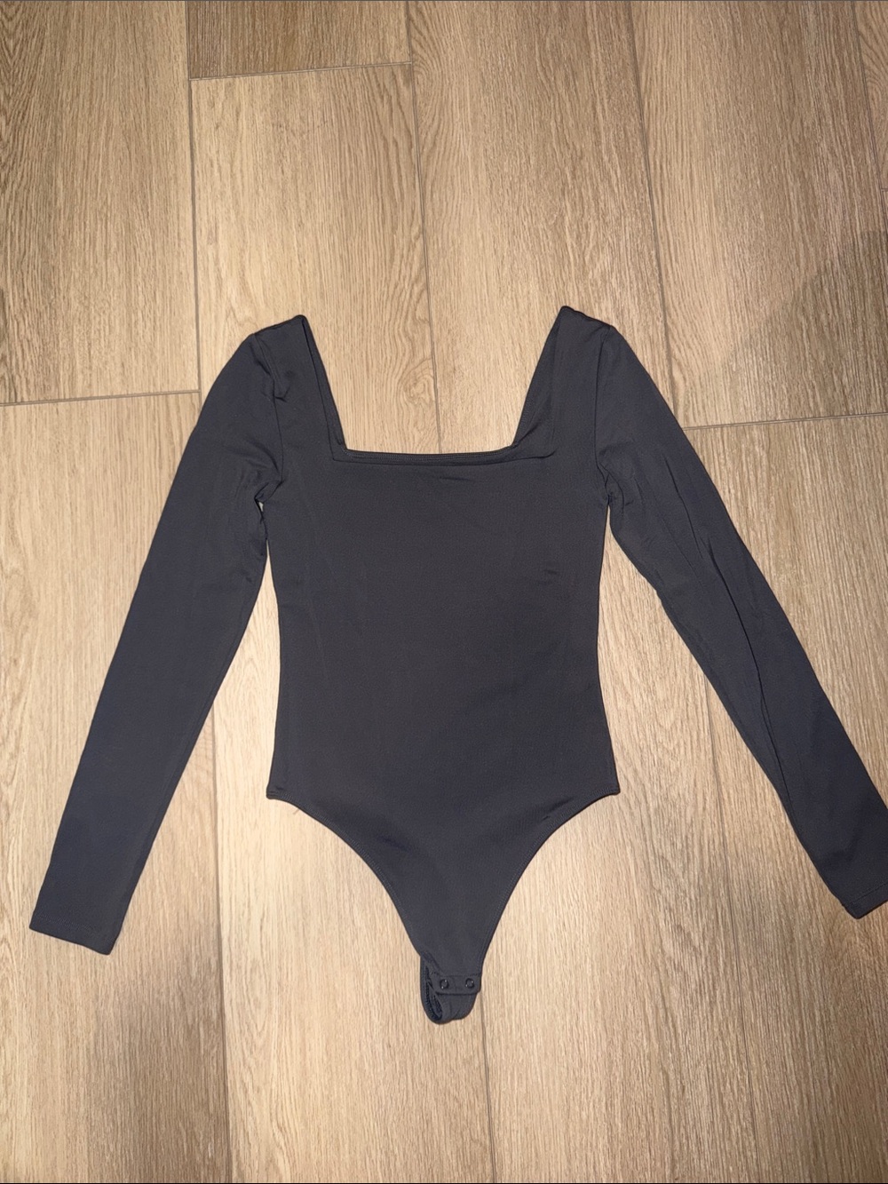 Babaton Black Long Sleeve Square Neck Bodysuit